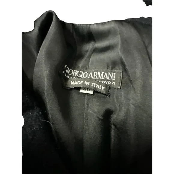 Giorgio Armani Alpaca and Wool Black Winter Coat Size 40
